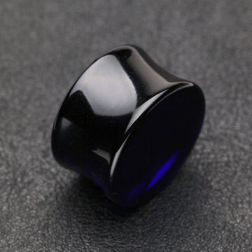 Detail View 1 of A Pair of Basic UV Acrylic Double Flared Ear Gauge Plug-Blue